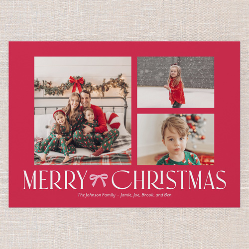 Bow Motif Holiday Card, Red, 5x7 Flat, Christmas, Matte, Signature Smooth Cardstock, Square, Red