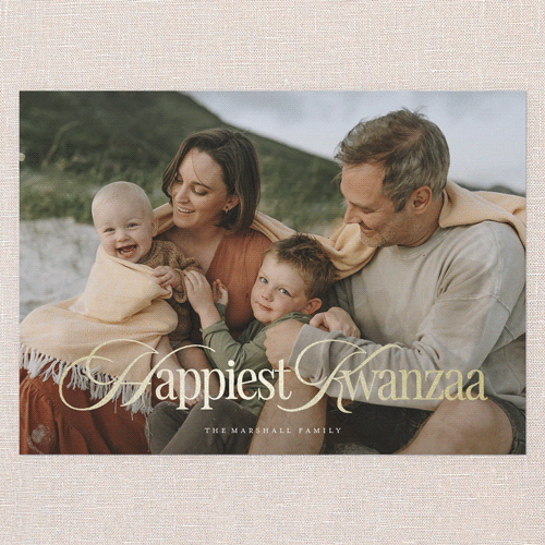 Classic Luxe Holiday Card, White, Gold Foil, 5x7 Flat, Kwanzaa, Matte, Signature Smooth Cardstock, Square, White