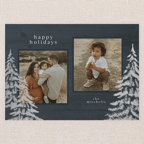 Luminous Woods Holiday Card, Silver Foil, Blue, 5x7 Flat, Write Your Own, Matte, Signature Smooth Cardstock, Square, Blue