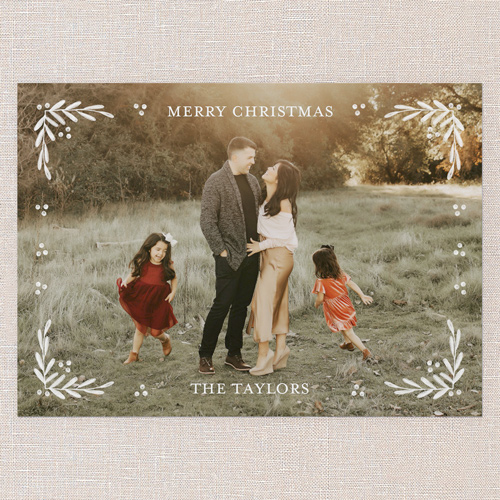 Holly Bliss Holiday Card, White, 5x7 Flat, Write Your Own, Standard Smooth Cardstock, Square, White