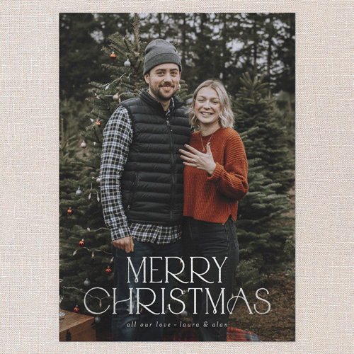 Simply Deco Charm Holiday Card, White, Silver Foil, 5x7 Flat, Christmas, Matte, Signature Smooth Cardstock, Square, White