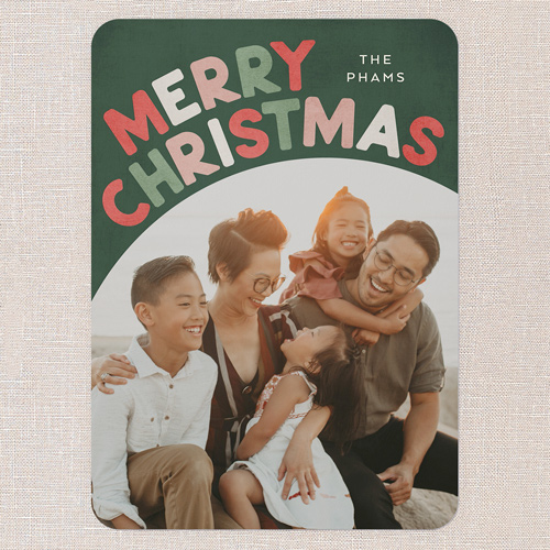 Groovy Greetings Holiday Card, Red, 5x7 Flat, Christmas, Standard Smooth Cardstock, Rounded, Red