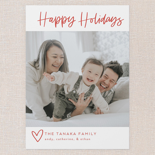 Heartfelt Charm Holiday Card, White, 5x7 Flat, Holiday, Pearl Shimmer Cardstock, Square