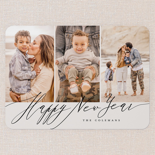 Stylized Sentiment Holiday Card, Beige, 5x7 Flat, New Year, 100% Recycled Cardstock , Rounded, Cream