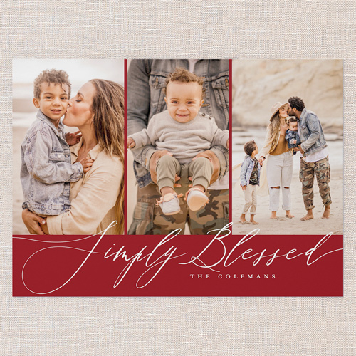 Stylized Sentiment Holiday Card, Red, 5x7 Flat, Religious, Standard Smooth Cardstock, Square, Red