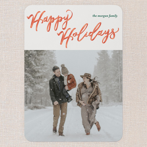 Stylized Brushstrokes Holiday Card, White, 5x7 Flat, Holiday, Matte, Signature Smooth Cardstock, Rounded, White