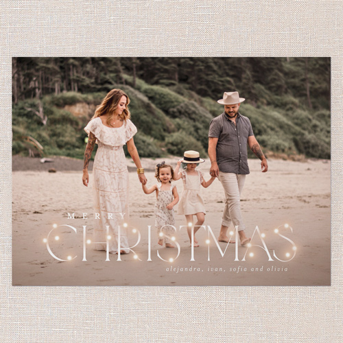 Shimmering Holiday String Holiday Card, White, 5x7 Flat, Christmas, Pearl Shimmer Cardstock, Square, White