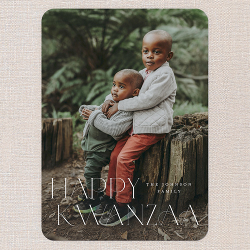 Classic Holiday Elegance Holiday Card, White, 5x7 Flat, Kwanzaa, 100% Recycled Cardstock , Rounded, White