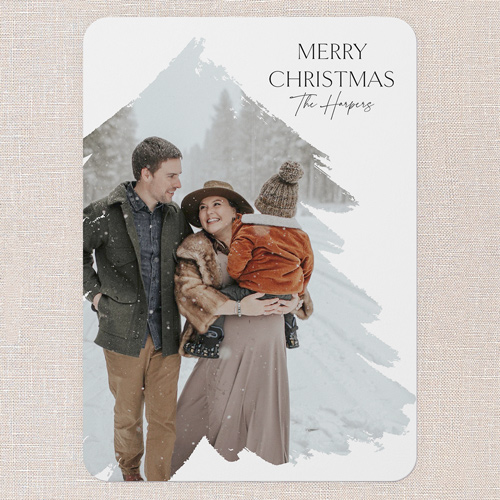 Snowy Tree Oasis Holiday Card, White, 5x7 Flat, Write Your Own, Matte, Signature Smooth Cardstock, Rounded, White