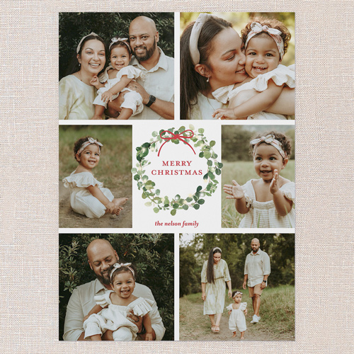 Wreath Basics Holiday Card, White, 5x7 Flat, Write Your Own, Luxe Double-Thick Cardstock, Square