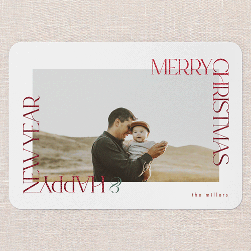 Radiant Reflections Holiday Card, Red Foil, White, 5x7 Flat, Christmas, Pearl Shimmer Cardstock, Rounded, White