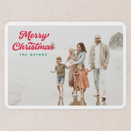 Retro Merry Cheer Holiday Card, White, 5x7 Flat, Christmas, Standard Smooth Cardstock, Rounded