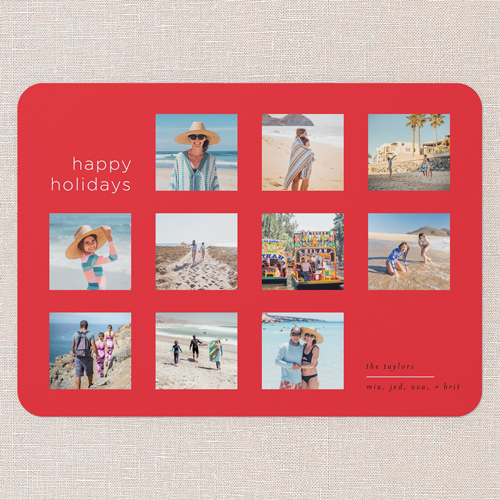 Seamless Squares Holiday Card, Red, 5x7 Flat, Holiday, Standard Smooth Cardstock, Rounded, Red