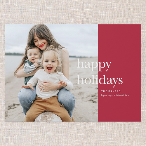 Simple Joyful Moments Holiday Card, Red, 5x7 Flat, Holiday, Luxe Double-Thick Cardstock, Square, Red