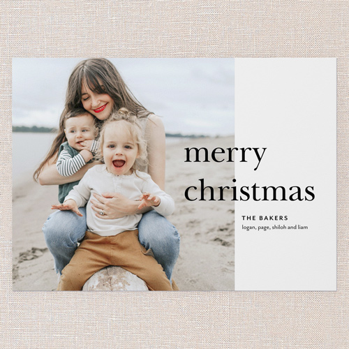 Simple Joyful Moments Holiday Card, White, 5x7 Flat, Christmas, Pearl Shimmer Cardstock, Square, White