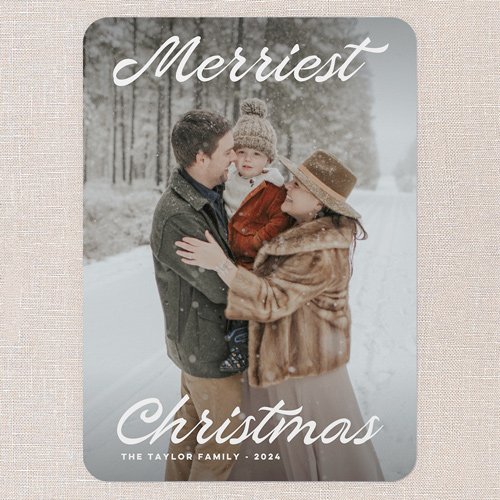 Retro Rave Holiday Card, White, 5x7 Flat, Christmas, Pearl Shimmer Cardstock, Rounded