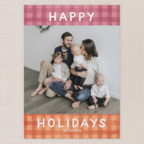 Pretty In Plaid Holiday Card, Pink, 5x7 Flat, Holiday, 100% Recycled Cardstock ?, Square