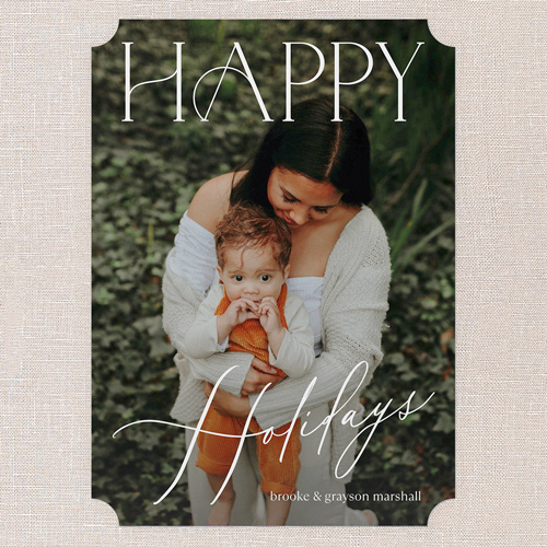 Trendy Type Holiday Card, White, 5x7 Flat, Holiday, Pearl Shimmer Cardstock, Ticket