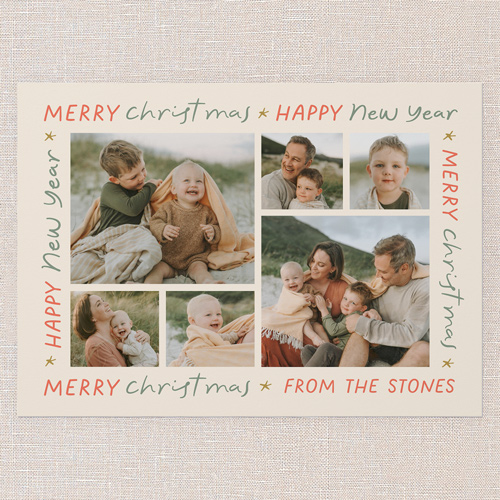 Happy Holiday Tidings Holiday Card, Beige, 5x7 Flat, Christmas, Standard Smooth Cardstock, Square, Cream