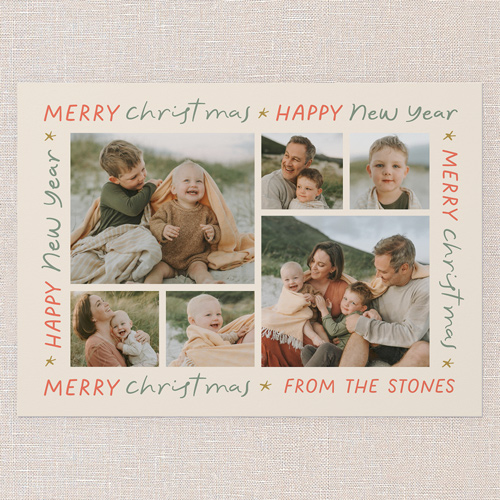 Happy Holiday Tidings Holiday Card, Beige, 5x7 Flat, Christmas, Pearl Shimmer Cardstock, Square