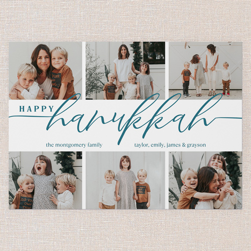 Hand Lettered Charm Holiday Card, Blue, 5x7 Flat, Hanukkah, Matte, Signature Smooth Cardstock, Square, Blue