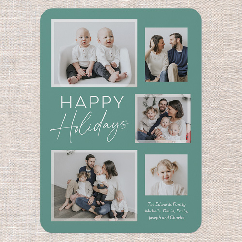 Modern Framing Holiday Card, Green, 5x7 Flat, Holiday, 100% Recycled Cardstock ?, Rounded