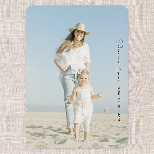 Stylish Signature Holiday Card, White, 5x7 Flat, Holiday, Pearl Shimmer Cardstock, Rounded, White