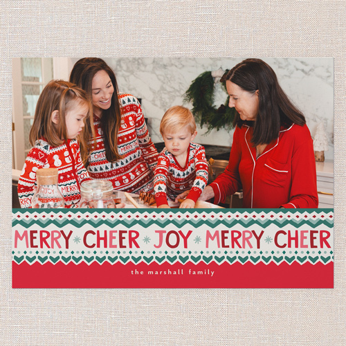 Little Sleepies Festive Fair Isle Holiday Card, Red, 5x7 Flat, Christmas, Standard Smooth Cardstock, Square, Rich Red