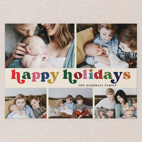 Multi Rainbow Holiday Card, White, 5x7 Flat, Holiday, Pearl Shimmer Cardstock, Square, Almond