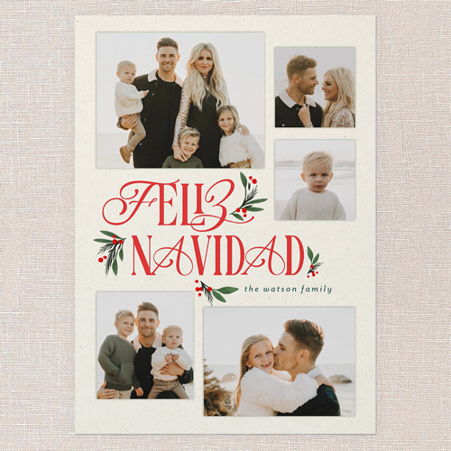 Uniquely Elegant Holiday Card, Beige, 5x7 Flat, Feliz Navidad, Standard Smooth Cardstock, Square, Cream