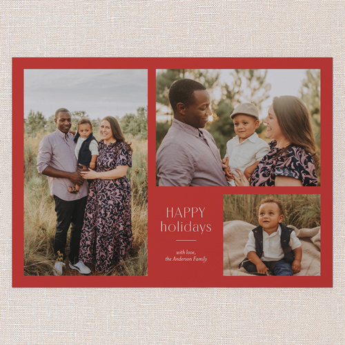 Simple Multi Holiday Card, Red, 5x7 Flat, Holiday, Luxe Double-Thick Cardstock, Square, Apple
