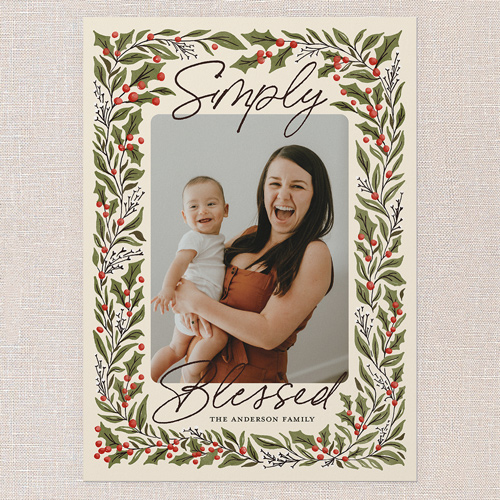 Artistic Botanicals Holiday Card, Beige, 5x7 Flat, Religious, Matte, Signature Smooth Cardstock, Square, Cream