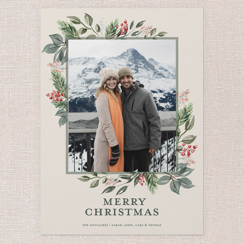 Stylish Beige Christmas Card For Friend