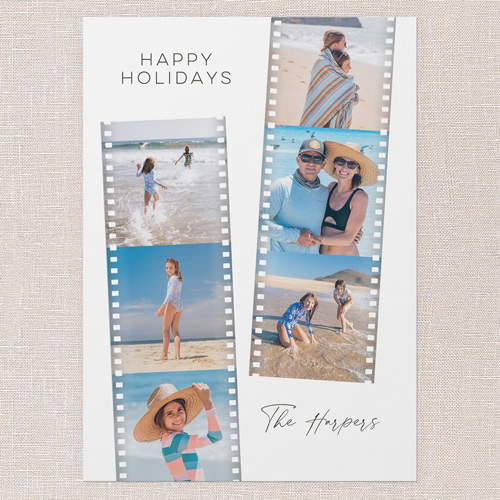 Editable Filmstrip Holiday Card, White, 5x7 Flat, Holiday, Luxe Double-Thick Cardstock, Square, White