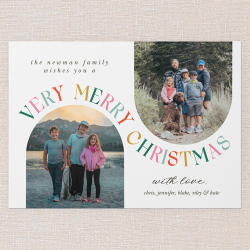 Wavy Pairing Holiday Card, White, 5x7 Flat, Christmas, Pearl Shimmer Cardstock, Square, White