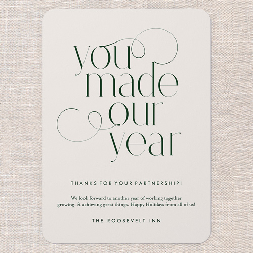 Clean Flourish Holiday Card, Grey, 5x7 Flat, Holiday, Pearl Shimmer Cardstock, Rounded, Whisper Gray
