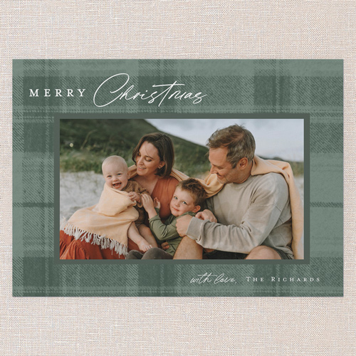Tonal Plaid Holiday Card, Beige, 5x7 Flat, Christmas, Luxe Double-Thick Cardstock, Square, Quarry