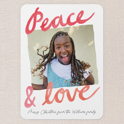 Watercolor Ways Holiday Card, Red, 5x7 Flat, Christmas, 100% Recycled Cardstock , Rounded, Red