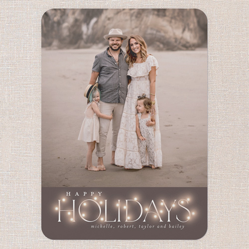 Lit Type Holiday Card, none, Gray, 5x7 Flat, Holiday, Pearl Shimmer Cardstock, Rounded, Gray