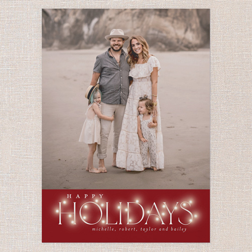 Lit Type Holiday Card, none, Red, 5x7 Flat, Holiday, Pearl Shimmer Cardstock, Square, Red