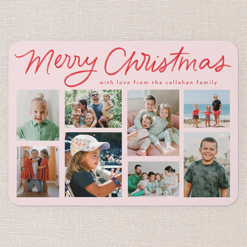 Joining Joy Holiday Card, Pink, 5x7 Flat, Christmas, Pearl Shimmer Cardstock, Rounded, Magnolia