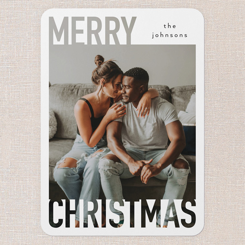 Cutout Expression Holiday Card, White, 5x7 Flat, Christmas, Pearl Shimmer Cardstock, Rounded, White