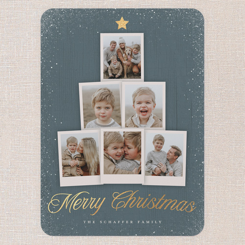 Snapshot Tree Holiday Card, Grey, 5x7 Flat, Christmas, 100% Recycled Cardstock , Rounded, Ore