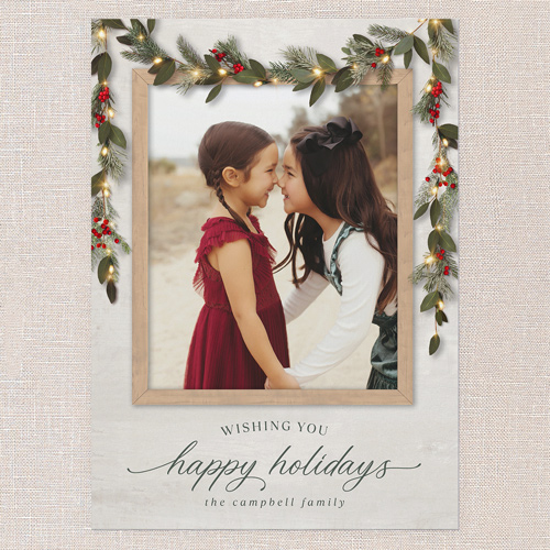 Gorgeous Frosty Garland Holiday Card, White, none, 5x7 Flat, Holiday, Pearl Shimmer Cardstock, Square, White