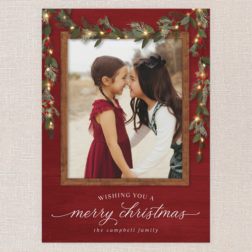 Gorgeous Frosty Garland Holiday Card, none, Red, 5x7 Flat, Christmas, Matte, Signature Smooth Cardstock, Square, Radish