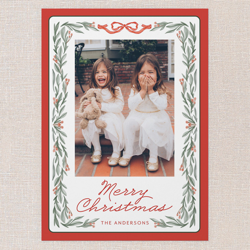 Holly Framing Holiday Card, Red, 5x7 Flat, Christmas, Standard Smooth Cardstock, Square, Apple