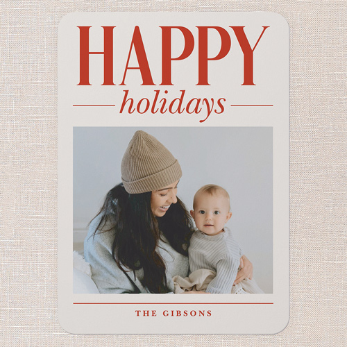Large Impression Holiday Card, Red, 5x7 Flat, Holiday, 100% Recycled Cardstock , Rounded, Red