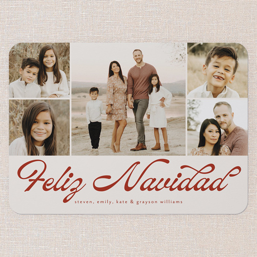 Timeless Gallery Holiday Card, Red, 5x7 Flat, Feliz Navidad, Matte, Signature Smooth Cardstock, Rounded, Cinnamon