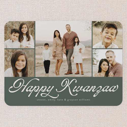 Timeless Gallery Holiday Card, Green, 5x7 Flat, Kwanzaa, Standard Smooth Cardstock, Rounded, Forest