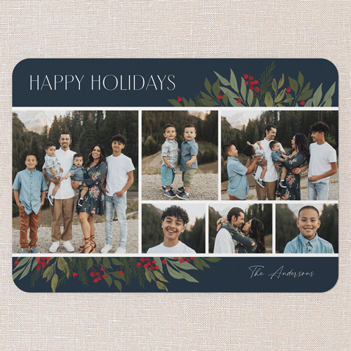 Botanicals Gallery Holiday Card, Blue, 5x7 Flat, Holiday, Matte, Signature Smooth Cardstock, Rounded, Cobalt